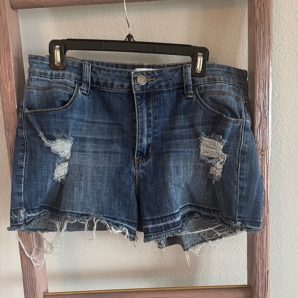 Forever 21 Blue Distressed Jean Shorts